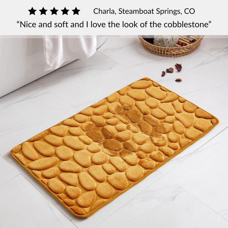 Cobble Stone Mat Bath Mat, Yellow Mustard
