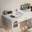 Vanity Makeup Table with Charging Port & Carved Glass, Dressing Desk Set with Stool for Bedroom-1653097324