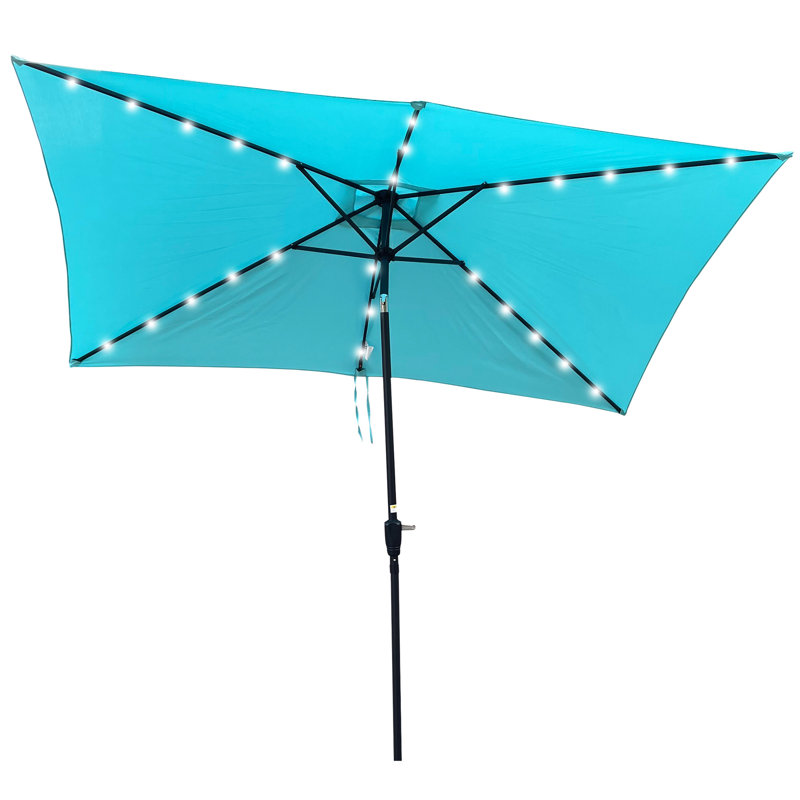 Parasol solaire extérieur 10X6.5Ft - Résistant à la décoloration, à manivelle, pour jardin, terrasse, abat-jour rectangulaire pour piscine, abat-jour à bouton-poussoir, jardin
