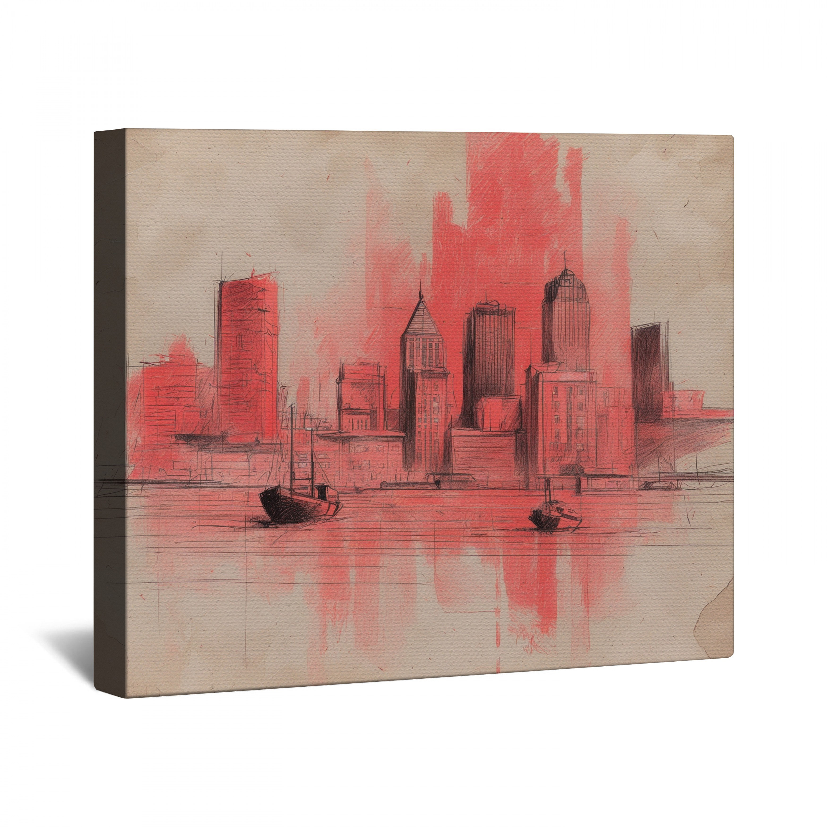 Red Barrel Studio® Red City Skyline Canvas Gallery Wrap in Many Sizes ...