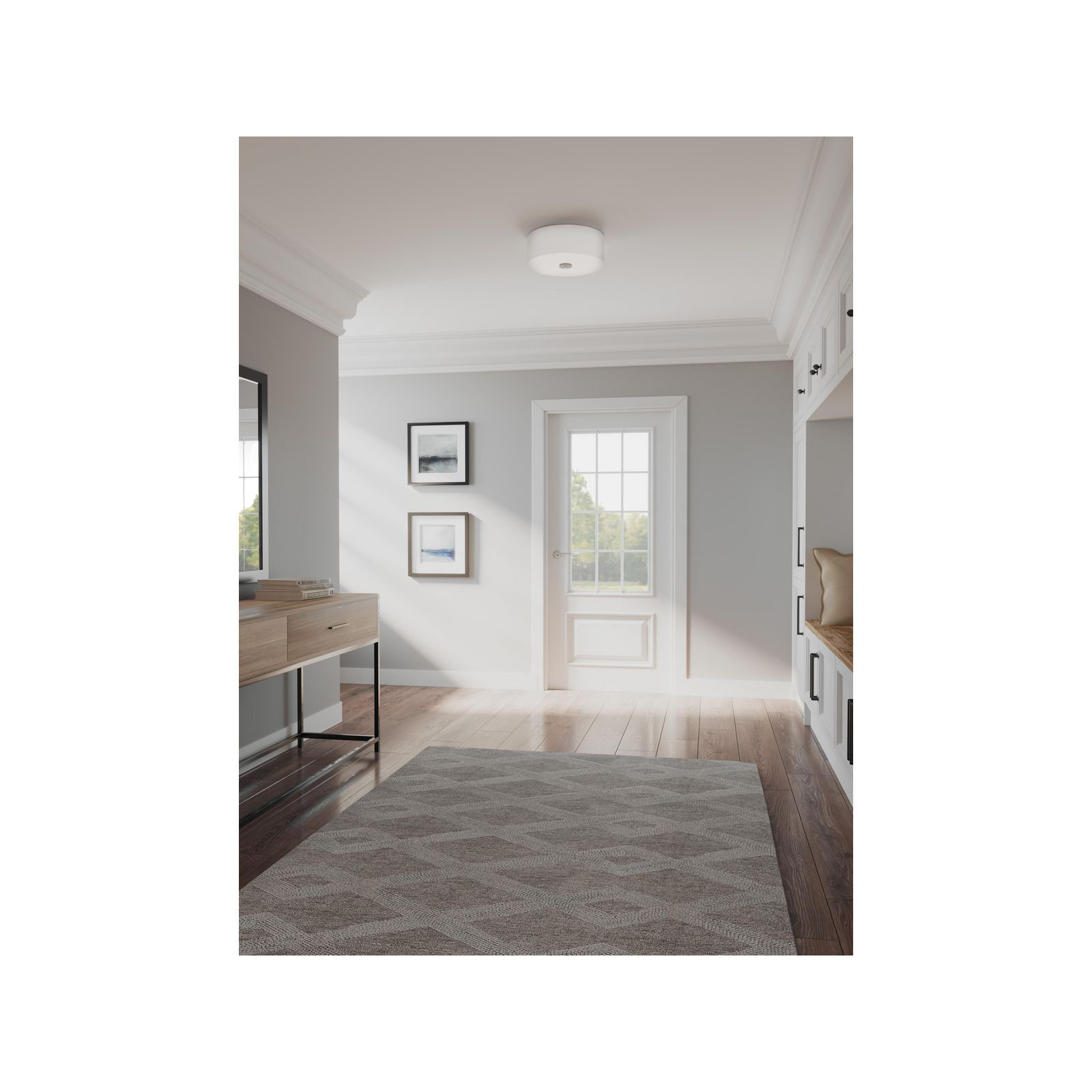 Chantey 2 Light Linen Flush Mount, Antique Bronze