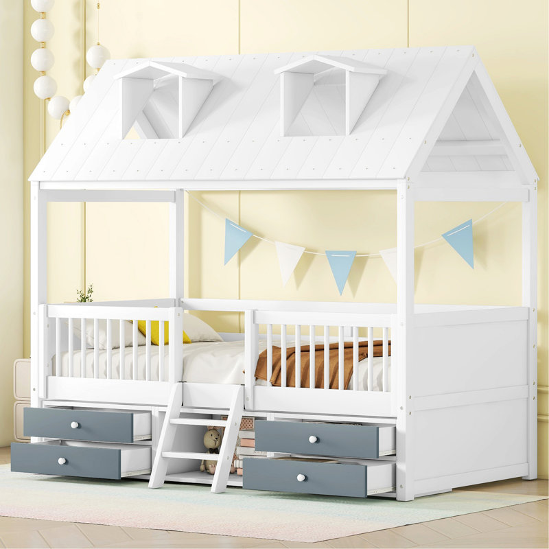 Structure de lit en bois, Blanc