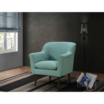 32,89 po Fauteuil High Teal avec éléments Mid-Century modernes aigue-marine de 32 po de large, attrait, accoudoirs arrondis et coussin de siège en mousse