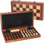 Grand ensemble de jeu d'échecs et de dames en bois pliable 2-en-1 de 15 po avec pièces de jeu et tiroir de rangement GSE