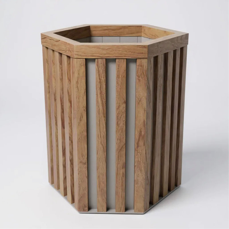 Jardinière à colonne hexagonale SM, Chestnut, 16.25" H x 10.5" W x 9.13" D