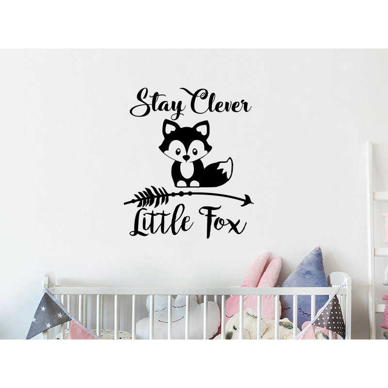Décalcomanie murale chambre d’enfant reste intelligente little fox, Noir