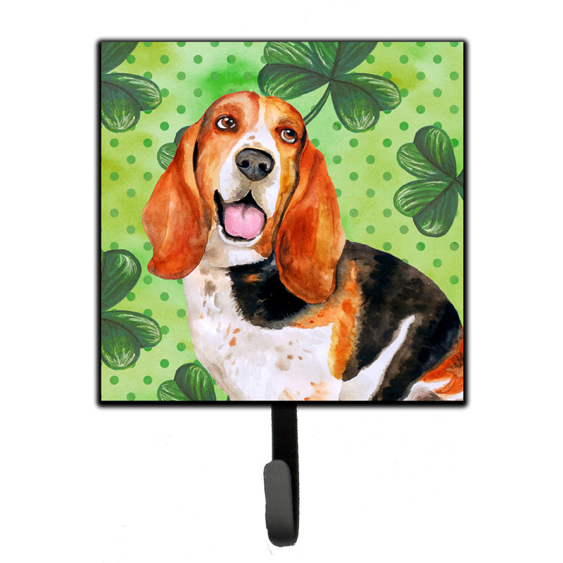Organisateur de clés murales avec crochets clés st patrick terrier st patrick Markle, Brun / saumon / bleu, Basset hound