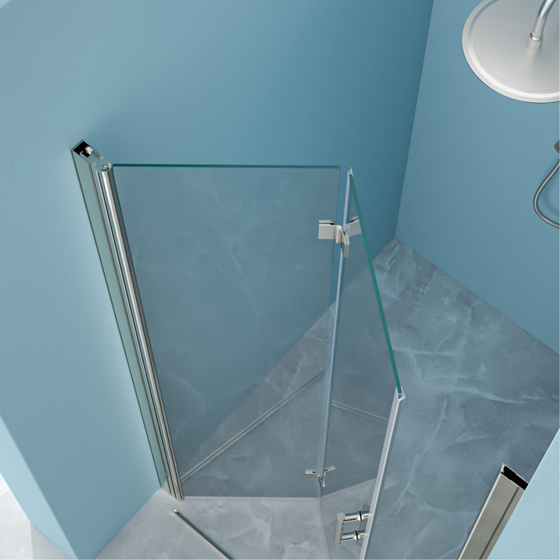 36"W X 72"H Fold Frameless Shower Door With Tempered Glass, Chrome