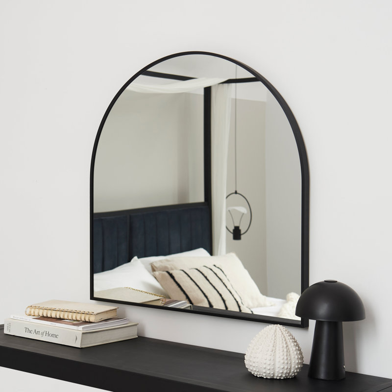 Symari 70x70cm Arch Mirror, Aluminum, Black
