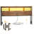 Storage Headboard with LED Lights, Bookcase Headboard with Charging Station-1740395105-1740395107