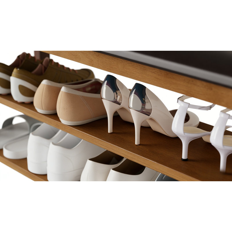Premium Wooden Shoe Cabinet For Home, 18.2” H x 47.3” W x 11.8” D