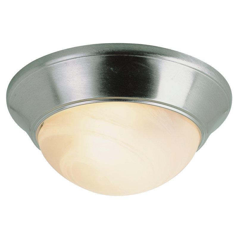Plafonnier encastré 2 lumières Rowan, Nickel brossé, H 7 po x l 16 po x P 16 po
