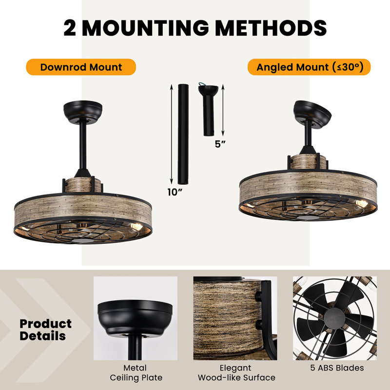 Poling Ceiling Fan with Light Kit