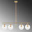 Élégant lustre doré, hauteur réglable 31,9 x 5,9 x 14,2-29,9 pouces | Corps en métal massif avec capuchon en verre | 4 x douilles E14 (40 W maximum) | Design scandinave moderne | Parfait pour le salon et la salle à manger, classe IP20-81398610-109545851