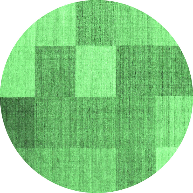 Tapis contemporains vert émeraude lavable à la machine 1801, Rond 4 pi