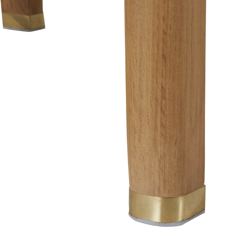 Repose-pieds Monterey - teck naturel / laiton, Teck naturel, Lin bleu marine Sunbrella