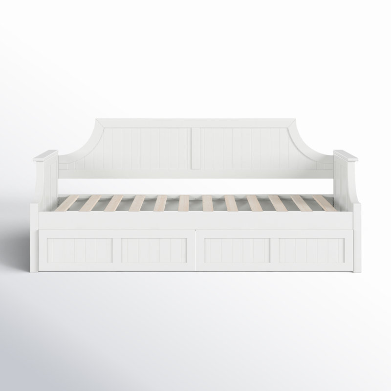 Antavious Coastal Cottage Solid Wood Twin Daybed with Storage Drawers, White