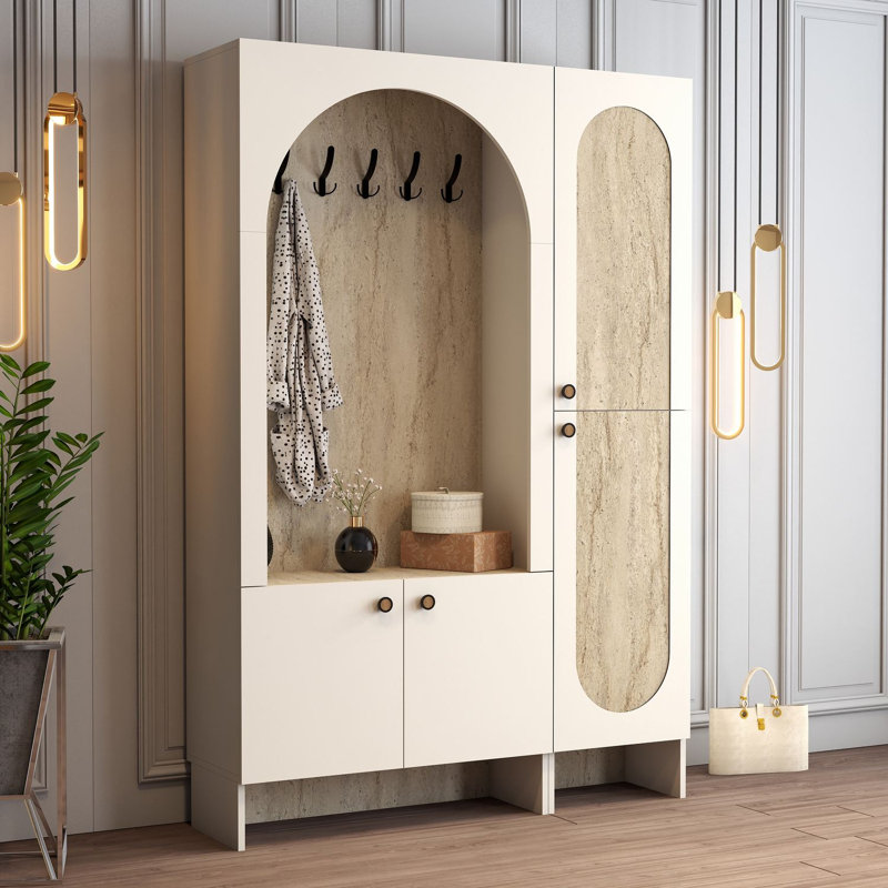 Almendarez Hall Stand, Cream/Travertine