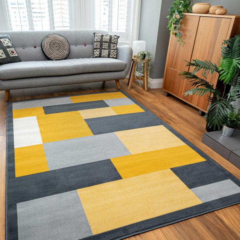 Calian Machine Woven Grey/Ochre Indoor Rug, Rectangle 240 x 330cm