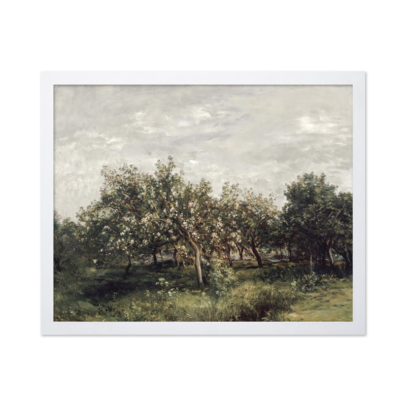 Charles-François Daubigny - Pommiers en fleurs, H 24 po x l 32 po, Affiche, Encadrement blanc