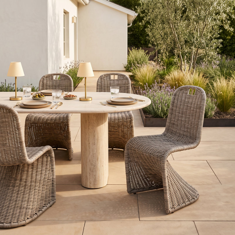 Ziaa Celeste Rattan Dining Chair, Gray