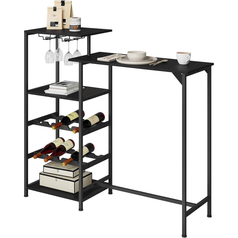 Acierno Rectangular Dining Table with Steel Base, Black