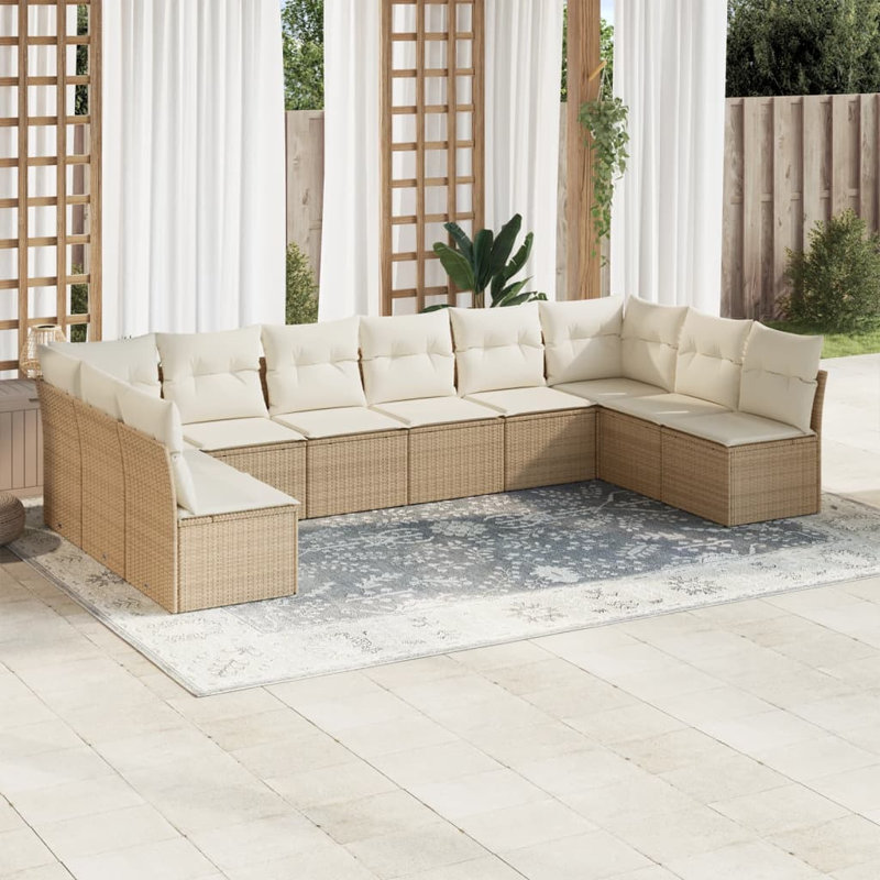 Grand canapé modulaire en rotin PE Vidaxl, Beige