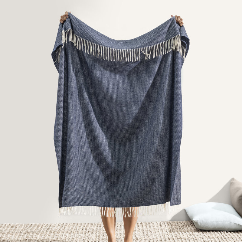 Juno Cashmere/Lambswool Throw, Light Blue