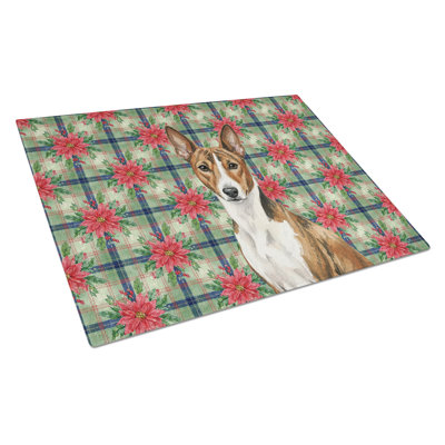 Planche à découper en verre bringé et blanc Basenji