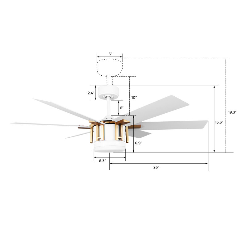 52'' Ceiling Fan with LED Lights, White