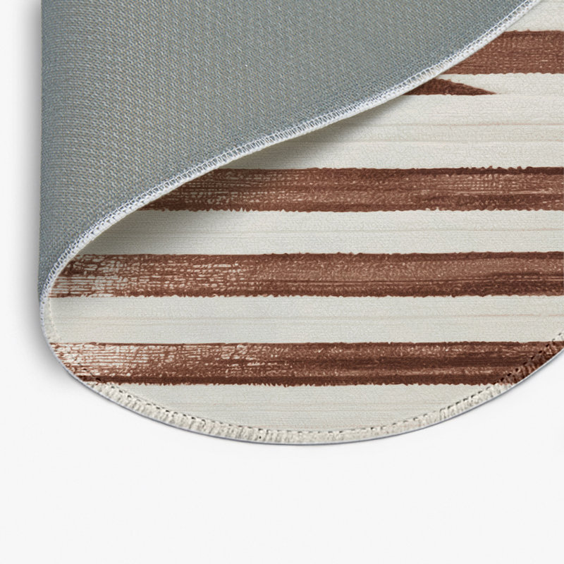 Tapis intérieur / extérieur gris HorizontalStripes, Rond 5 pi