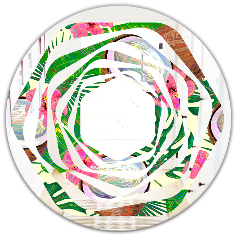 Miroir mural moderne sans cadre whirl abstract geometric pattern iii, 23,6 po x 23,6 po