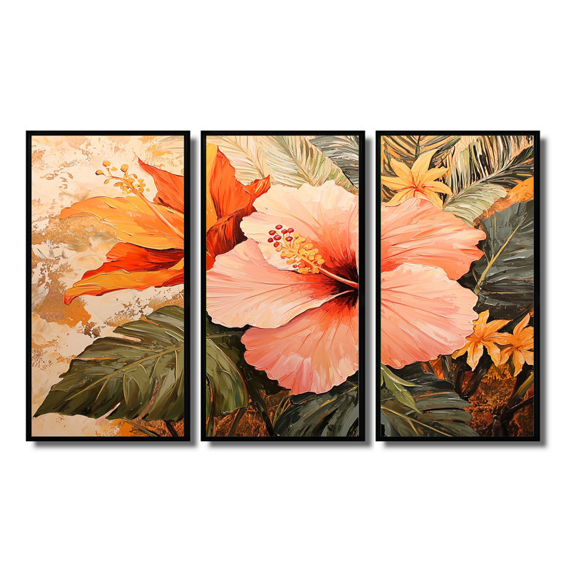 Hibiscus et Heliconia à Hawaï II - ensemble de reproductions d'art mural Hibiscus, Noir, Reproduction avec cadre flottant