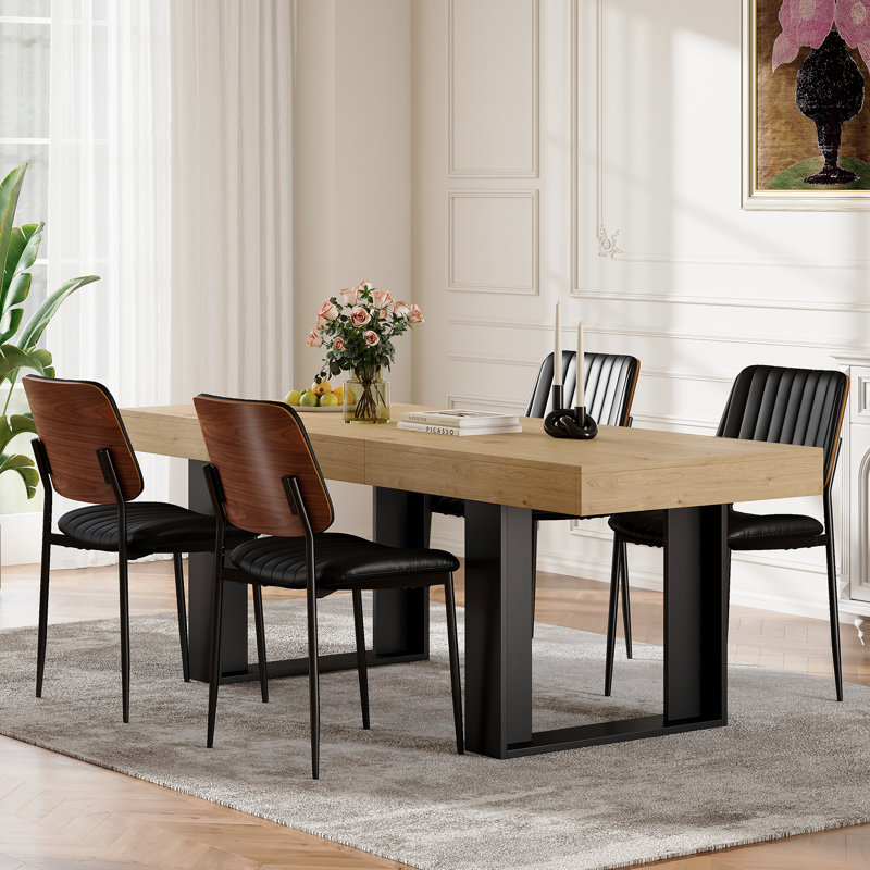 Ensemble de table de salle à manger pour 4 personnes avec table de salle à manger extensible rectangulaire et 4 chaises rembourrées