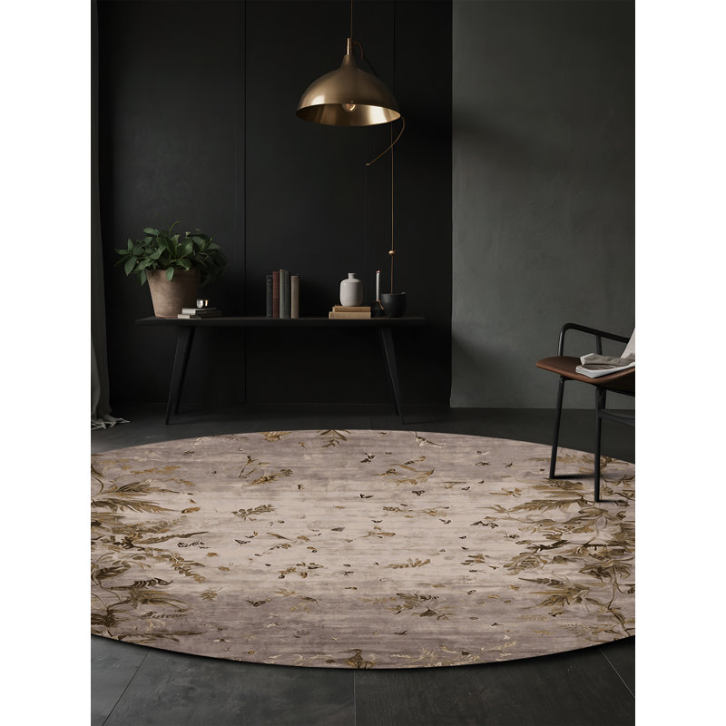 Tapis gris lavable à la machine, Rond 4 pi
