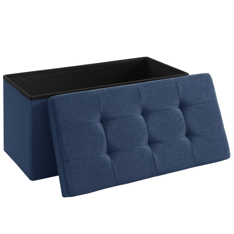 76x38x38cm 76cm Wide Rectangle Solid Colour Footstool Ottoman with Storage, Blue