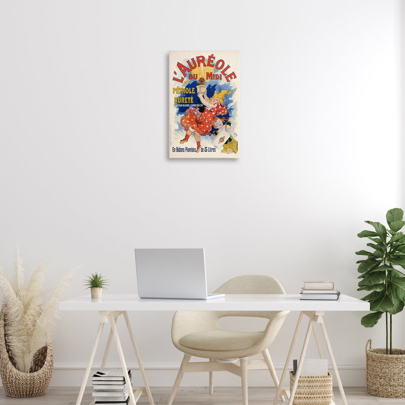 Publicité sur toile de lampe à huile antique, design par Marcus Jules, H 24 po x l 16 po
