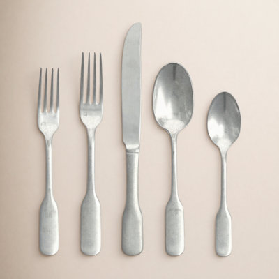 Fortessa Ashton 18/10 Stainless Steel 20 Piece Flatware Set (service For 4) In Antiqued Siver