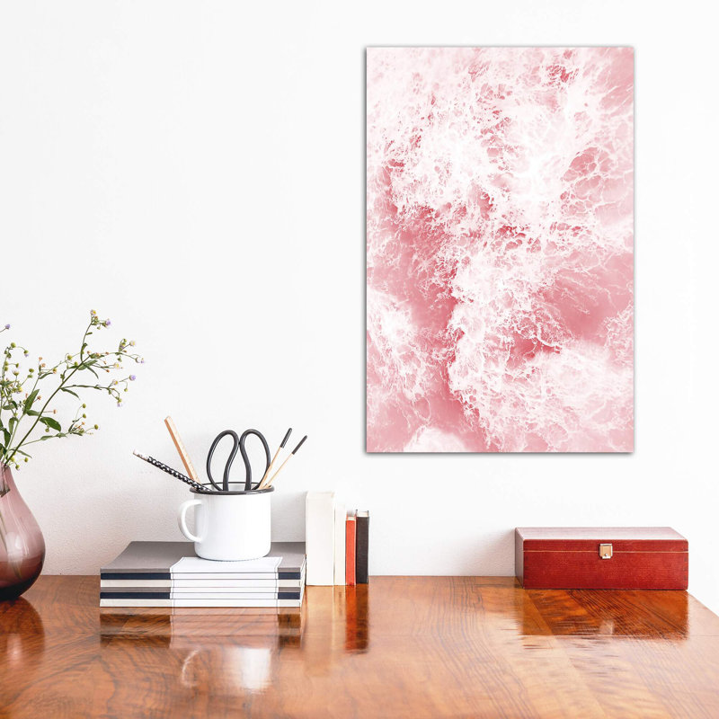 «Pink Ocean» par Sissi & Seb - impression d'art graphique, H 18 po x l 12 po x 1,5 po, Toile tendue, Pas de tapis