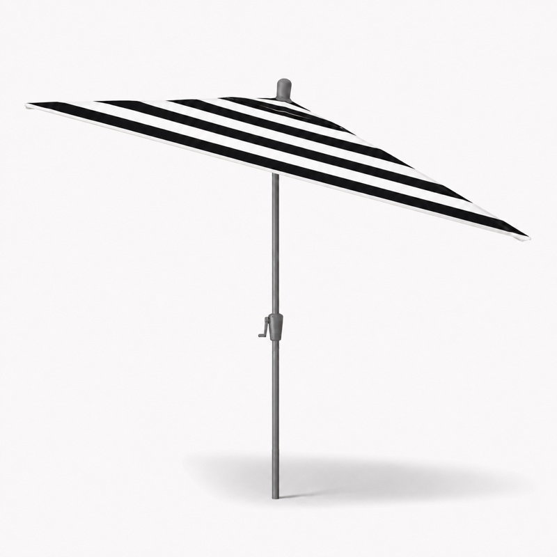 Olivier 116.7'' x 78.7'' Rectangular Market Umbrella, Starring Grey, Black Polyester Stripes