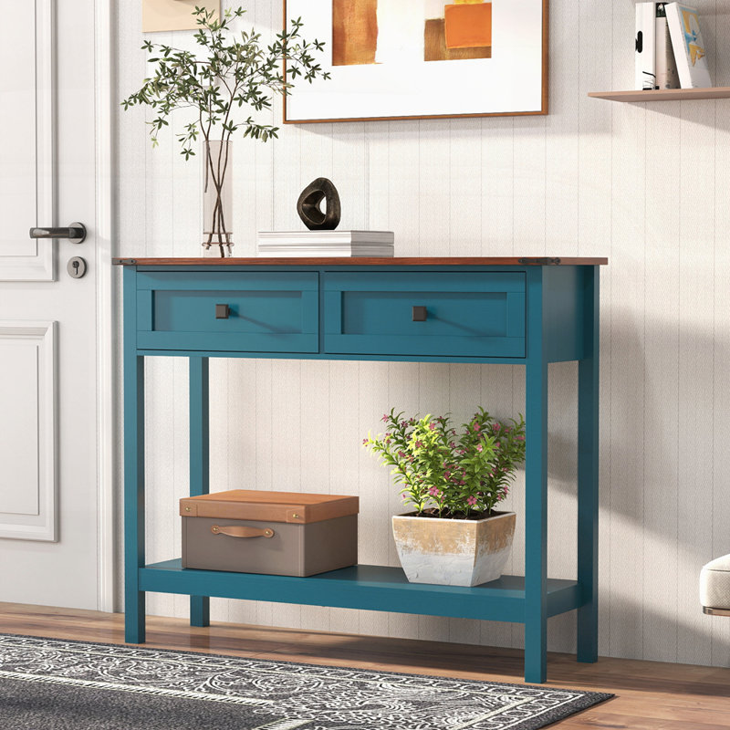 Console d'entrée à deux tons avec rangement caché, détails métalliques et utilisation polyvalente pour les intérieurs modernes