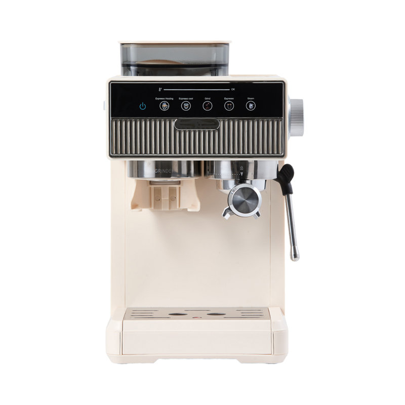 Espresso Coffee Machine with Integrated Coffee Grinder and Milk Frother