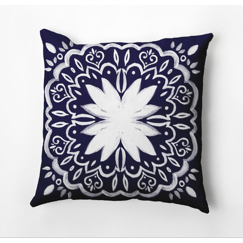 Coussin Cuban Flare, Bleu marine, 20 po x 20 po