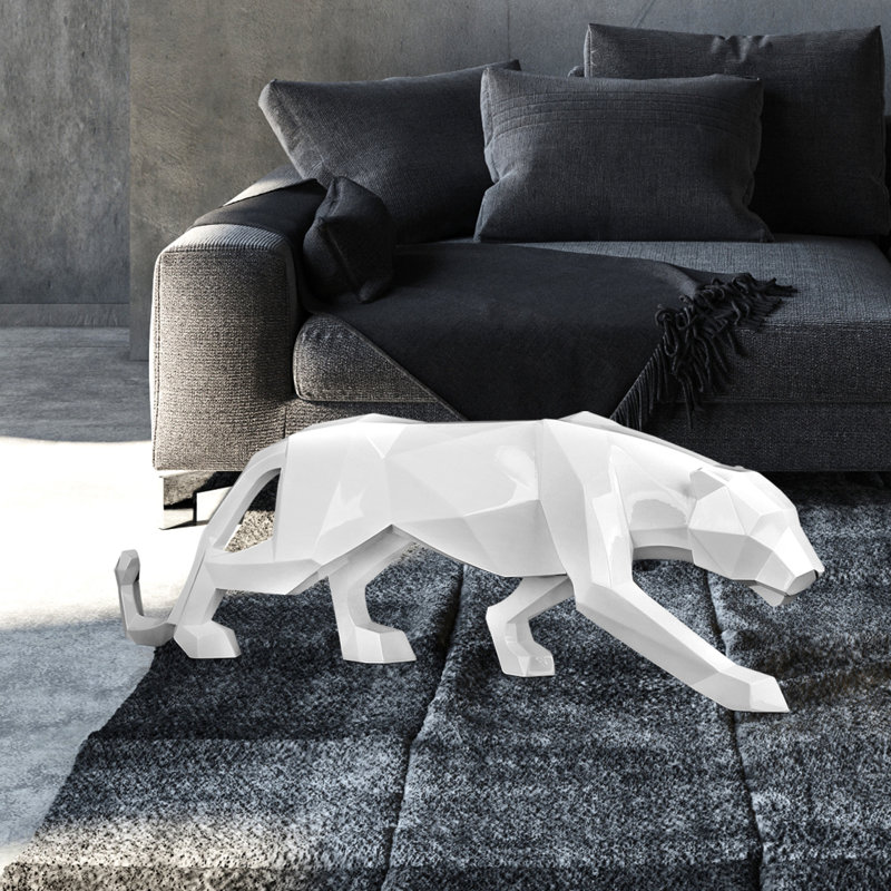 Panther Figurines & Sculptures, 31cm H x 99cm W x 18cm D, Silver