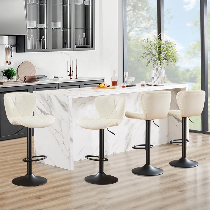Swivel Adjustable Height Modern Bar& Counter Stool, Beige