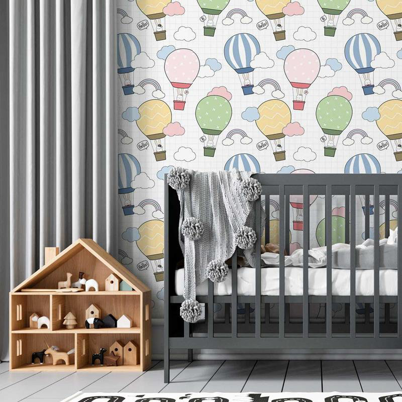 Rouleau de papier peint adhésif Hary Grid Ballons and Bunnies L 8,5 pi x l 24 po