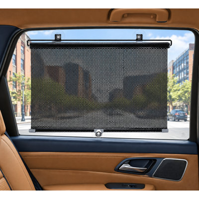 Pare-soleil occultant portatif à enrouleur avec fixation par ventouse, fonctionnement par traction et conception temporaire sans perçage ; dimensions 49''H*23''L pour une utilisation occultante à la maison, au bureau ou en voiture.