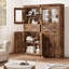 Armoire de rangement autoportante 67 po avec portes en verre et tiroir, tablettes réglables, grande tour à linge 67 po-853225258