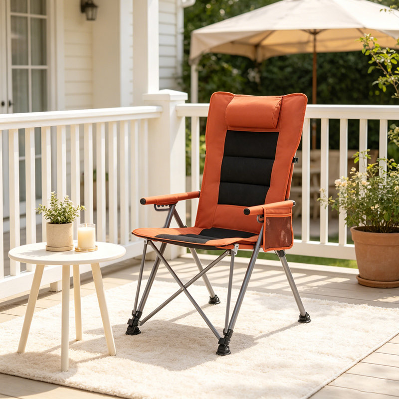 Chaise de camping inclinable réglable en 5 positions avec poche latérale et sac de transport