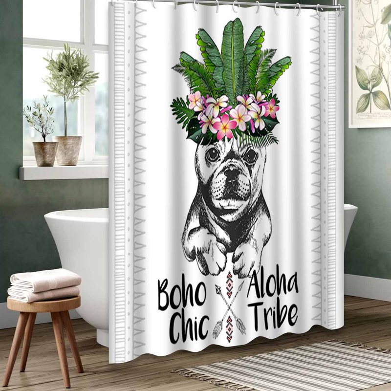 Rideau de douche vert imperméable, rideaux de douche pour la salle de bain avec 12 crochets, 72" L x 84" W